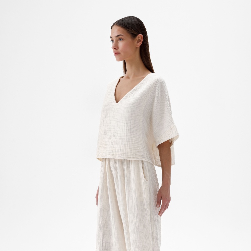 Simpuna Crinkle V-Neck Crop Top